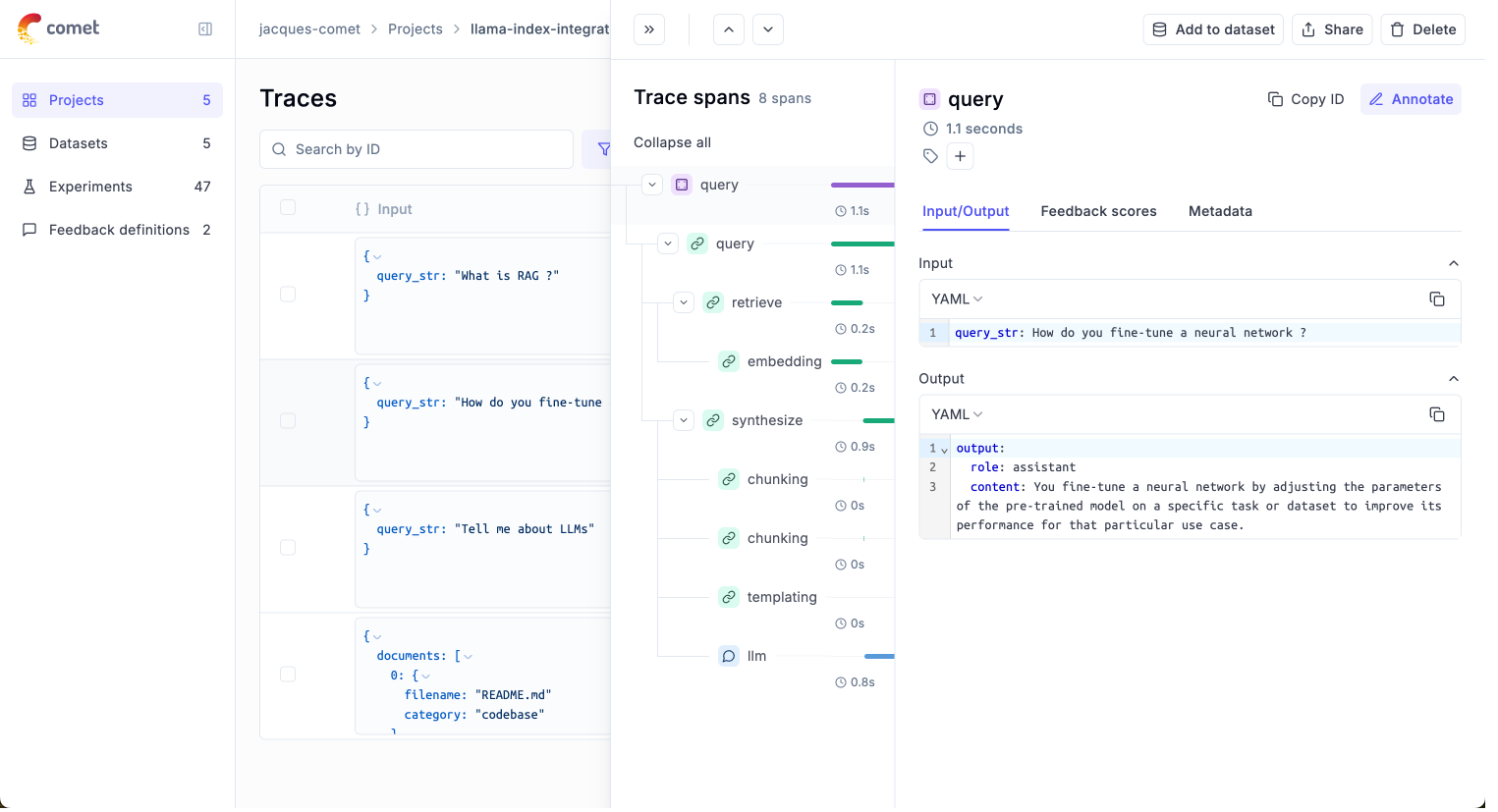 Opik integration with LlamaIndex